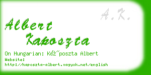 albert kaposzta business card